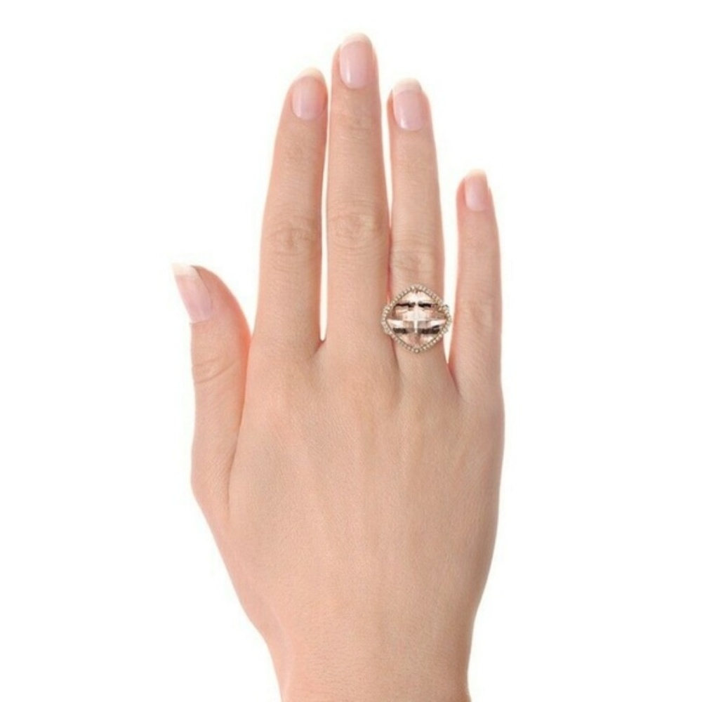 Elegant 925 Silver Rings Champagne Topaz Ring New - Picture 5 of 5